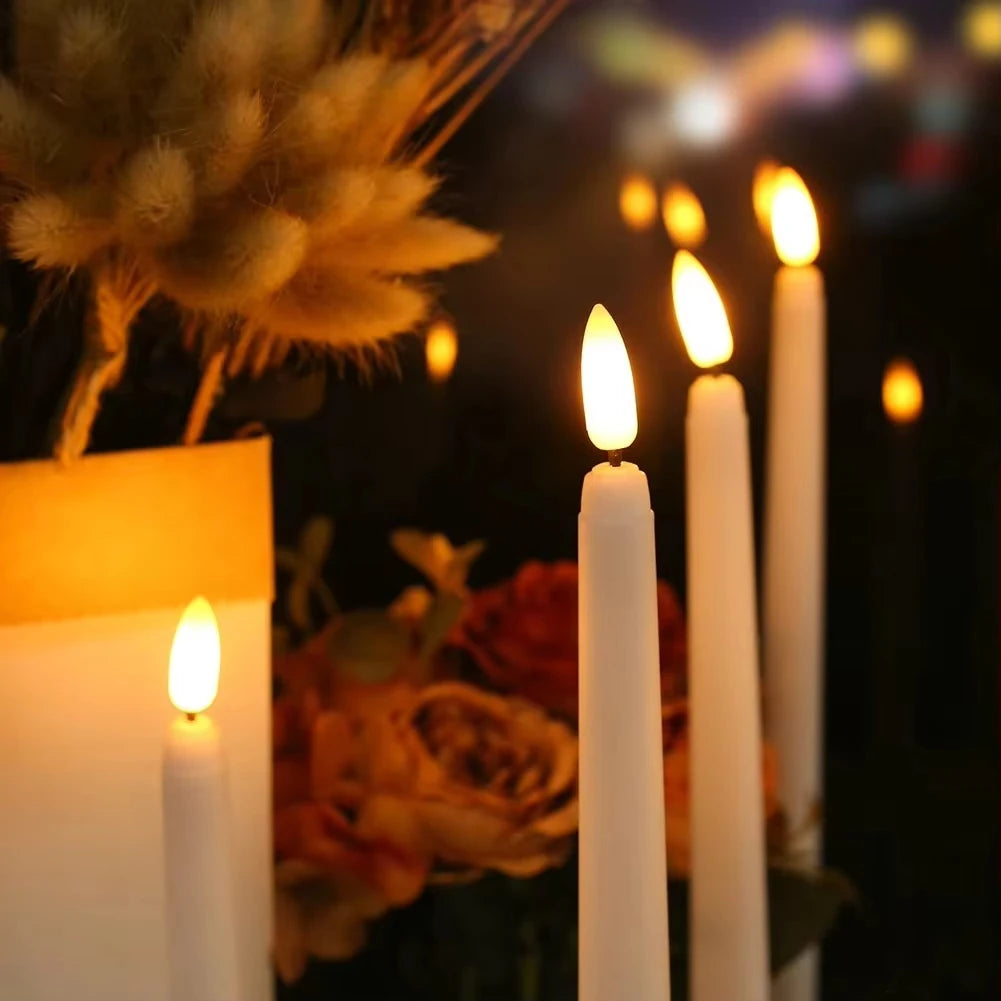 LED Flameless Taper Candles With Remote Flickering Battery Operated Decor