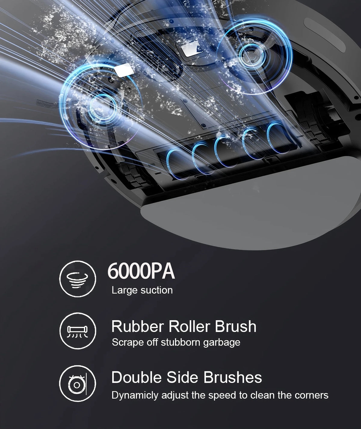 Boaimore Robot Vacuum Cleaner With Mop And 6000Pa Suction