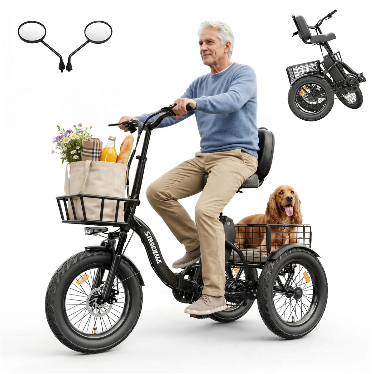 Eilleo Spacewalk Premium Folding Electric Trike For Adults
