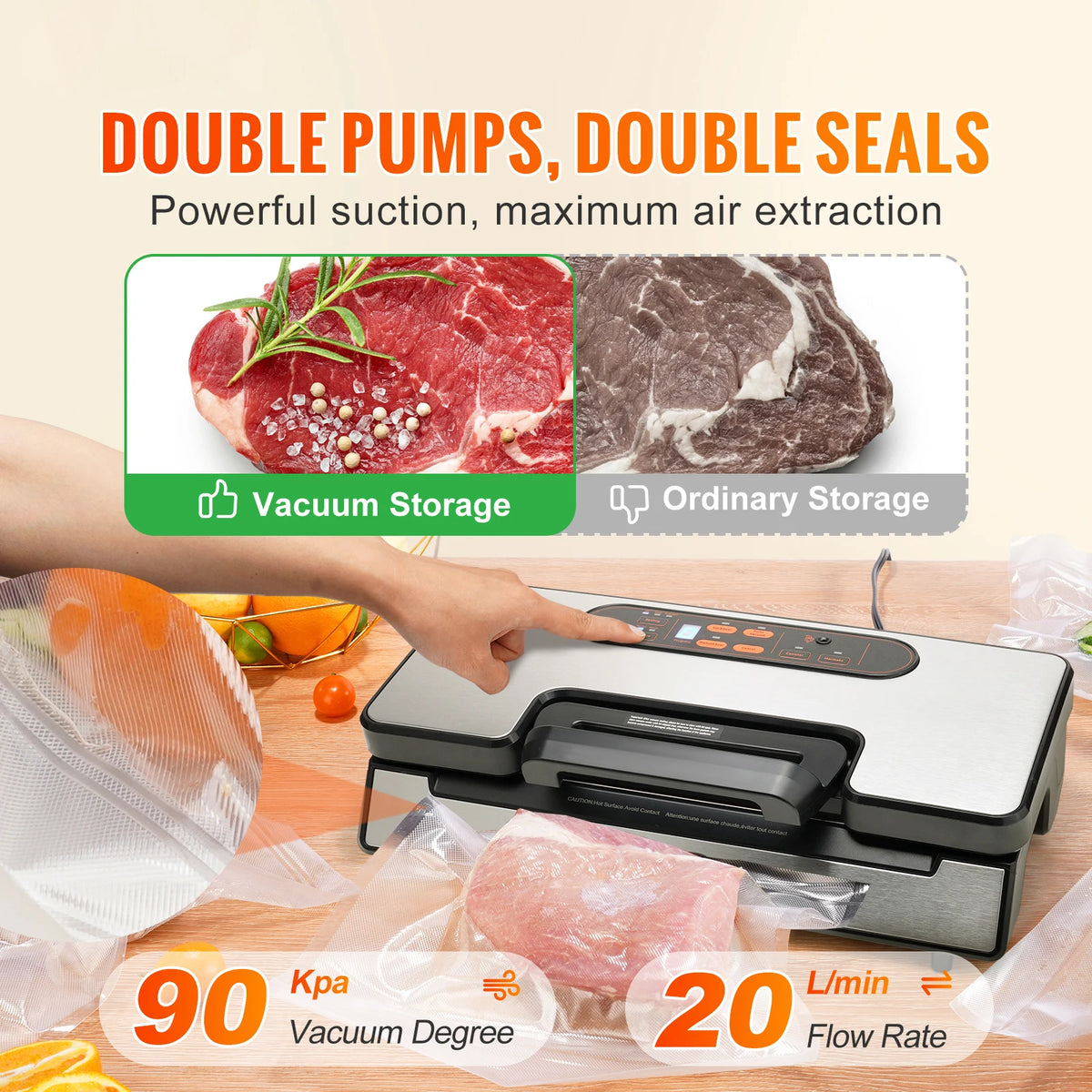 SucceBuy 130W Vacuum Sealer For Fresh Kitchen Food Preservation