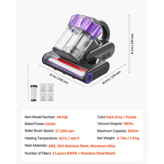 Professional Handheld Mattress Vacuum Cleaner With HEPA Filter