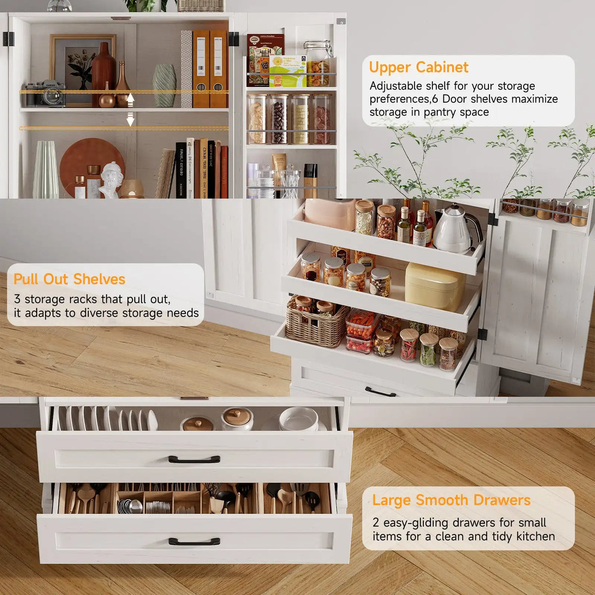 Onbrill 6 Door Kitchen Pantry Storage Cabinet With Shelves