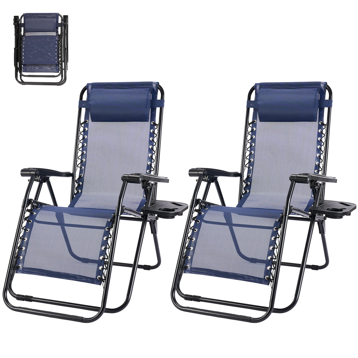 MCQ Outdoor Zero Gravity Folding Lounge Chair With Cup Holder