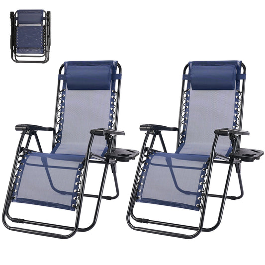 MCQ Outdoor Zero Gravity Folding Lounge Chair With Cup Holder