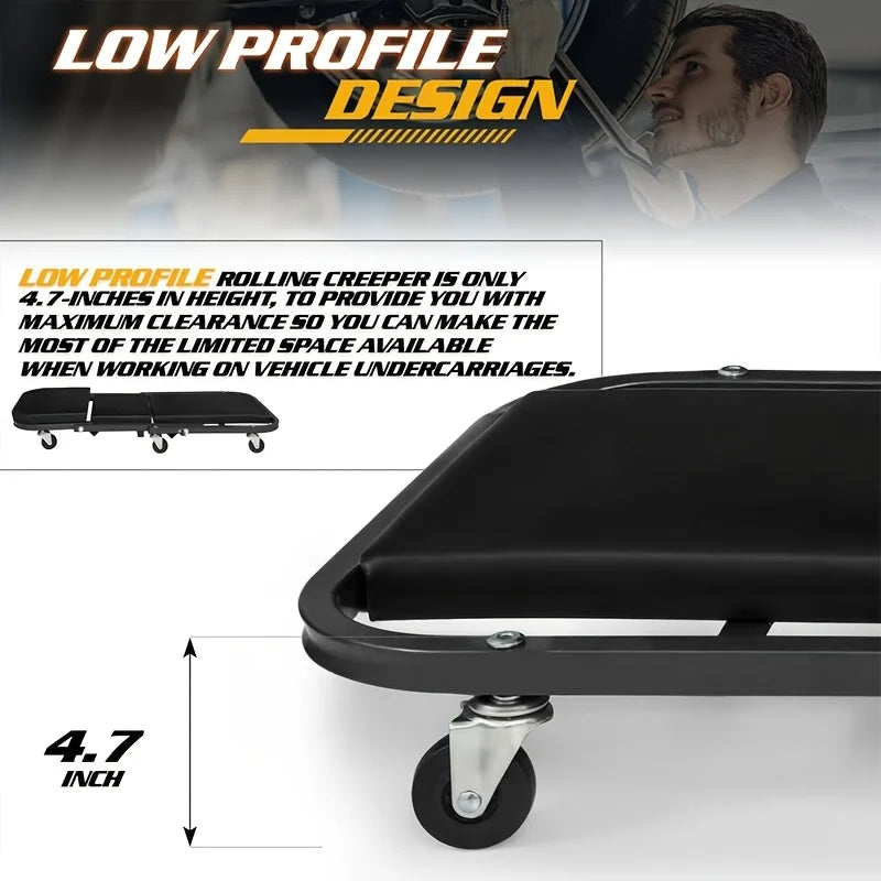 Heavy Duty Mechanic Creeper Seat With Transforming Rolling Stool Design