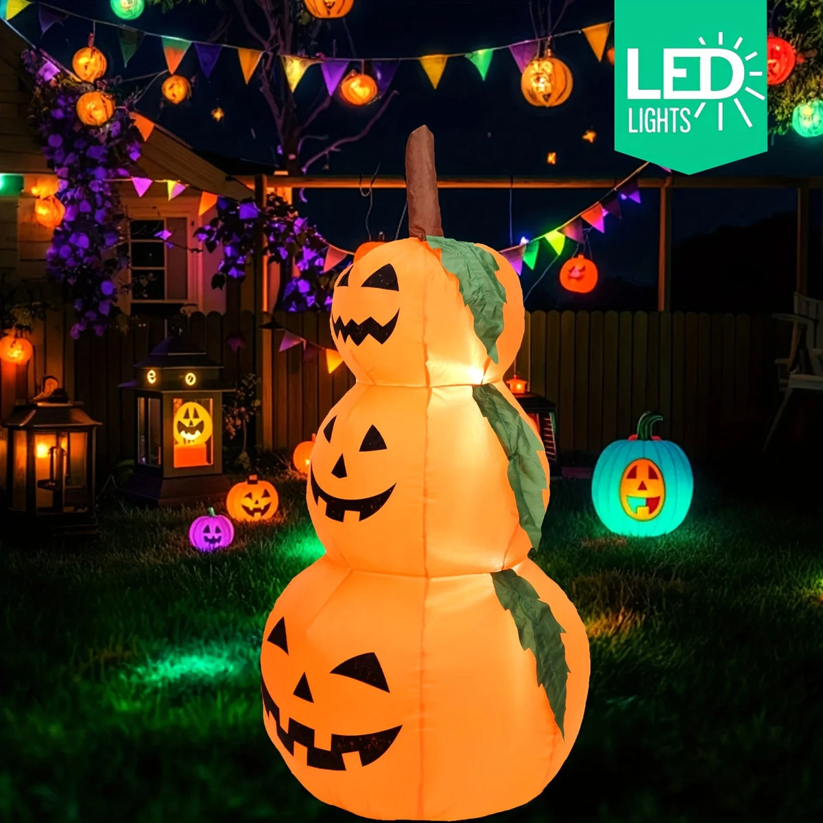 LED Inflatable Stacked Pumpkin Halloween Yard Decoration