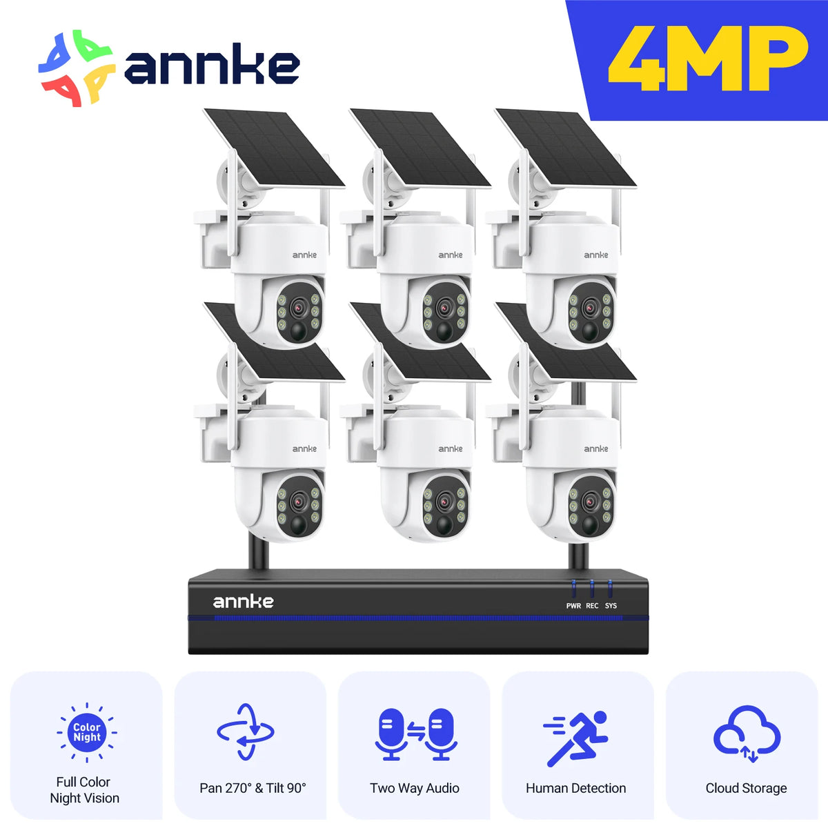 Annke 16CH 4MP Wireless_PT Solar Security Camera System NVR