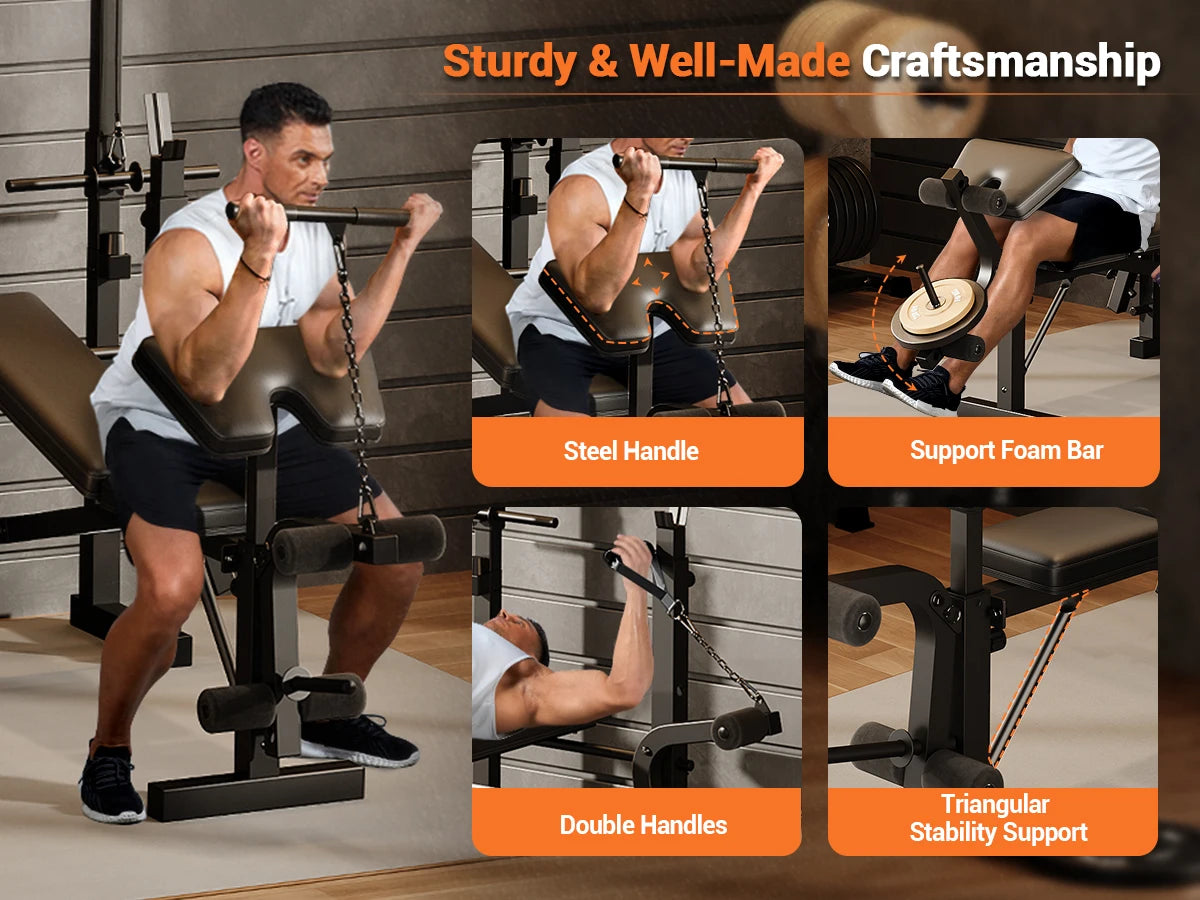 HiMISS Foldable Weight Bench With Leg Developer For Home Workouts