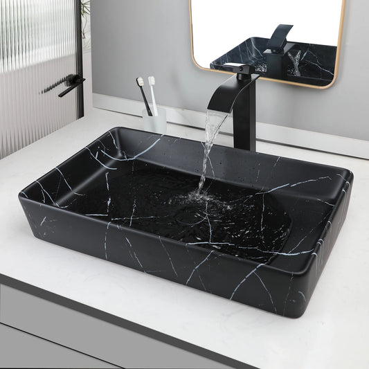 KEMAIDI Rectangular Ceramic Vessel Bathroom Sink Above Counter
