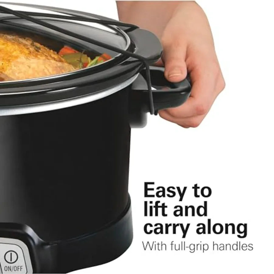 Programmable Slow Cooker with Lid Latch and Dishwasher Safe Crock