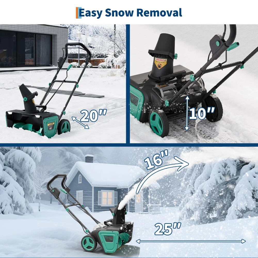 Cordless Brushless Snow Blower With Dual Battery And Led Lighting
