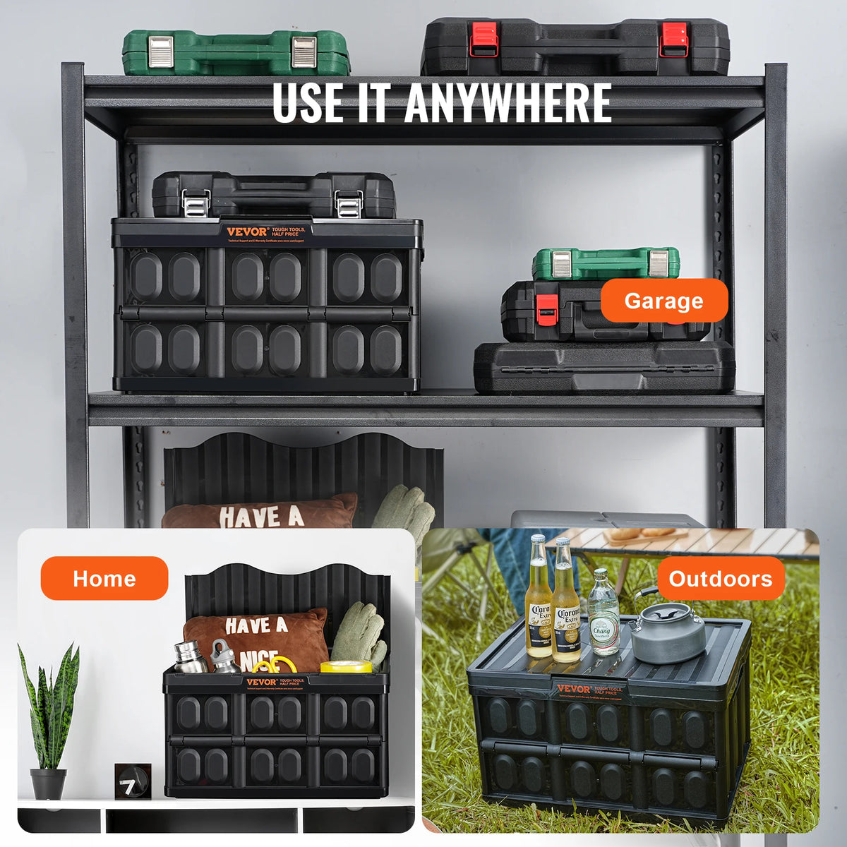Three Pack Collapsible Storage Bins With Lids For Home Organization