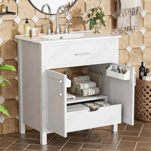 Slofy Bathroom Vanity With Ceramic Sink And Soft Close Storage