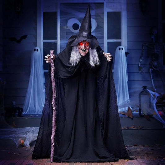 Joyfy Animated Witch Outdoor Halloween Decoration With Lights And Sounds