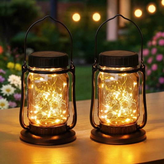 KPSTEK Solar Hanging Lanterns Featuring Warm Fairy String Lights