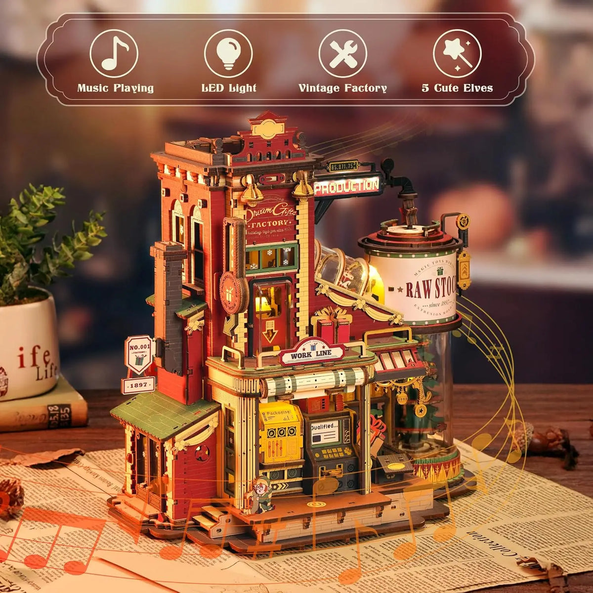 Robotime Wooden Music Box Christmas Dream 3D Puzzle Adult Gift