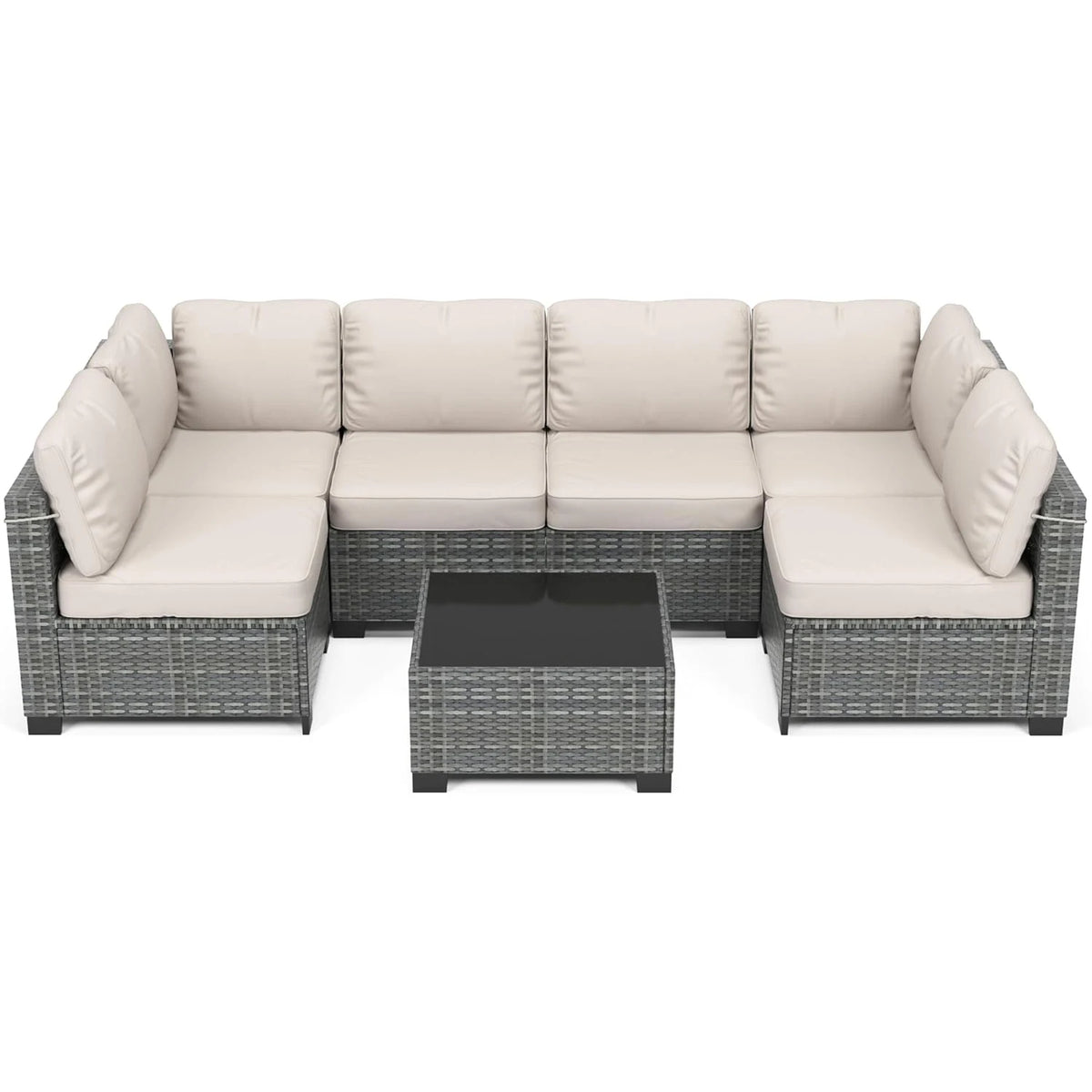 HobbyLane Modular PE Rattan Wicker Outdoor Sectional Sofa Set