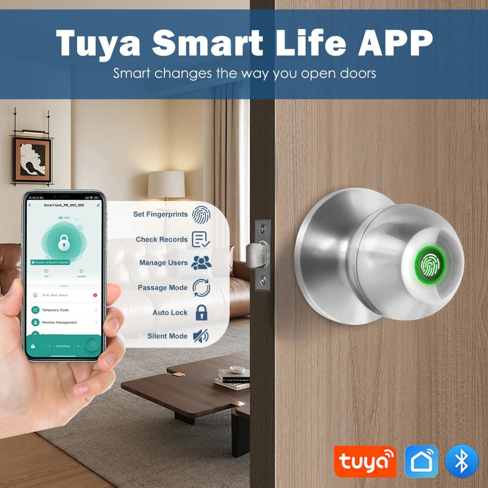 YFK Smart Fingerprint Door Lock Bluetooth Keyless Entry Auto Lock