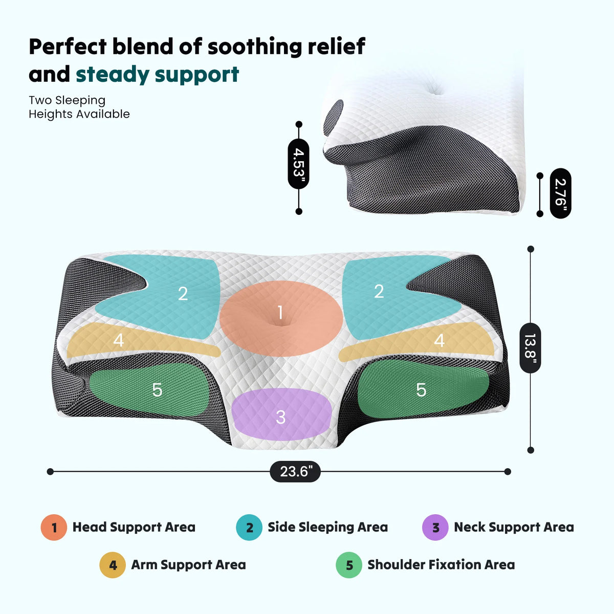 JHK Ergonomic Cervical Memory Foam Pillow With Cooling Cover