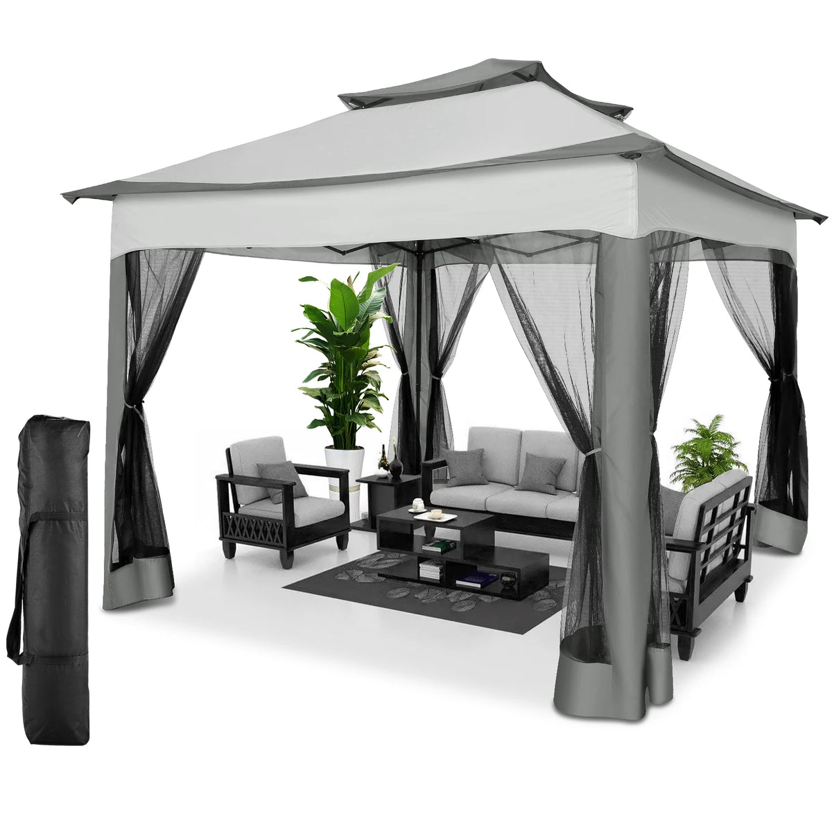 Tooluck Pop Up Gazebo With Mosquito Netting And Double Ventilation