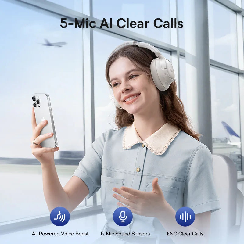 Baseus Wireless Bluetooth Over Ear Headphones With Active Noise Cancellation