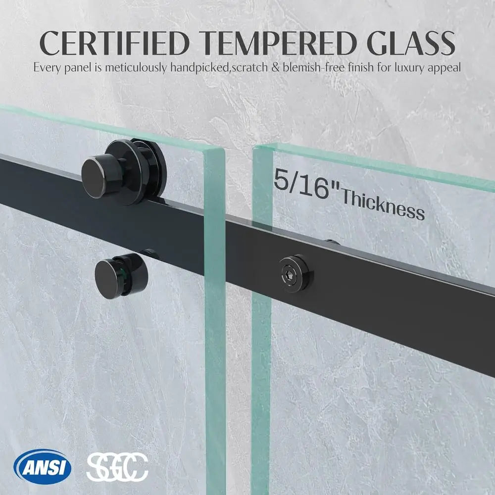 Single Sliding Shower Door With Tempered Glass Panel