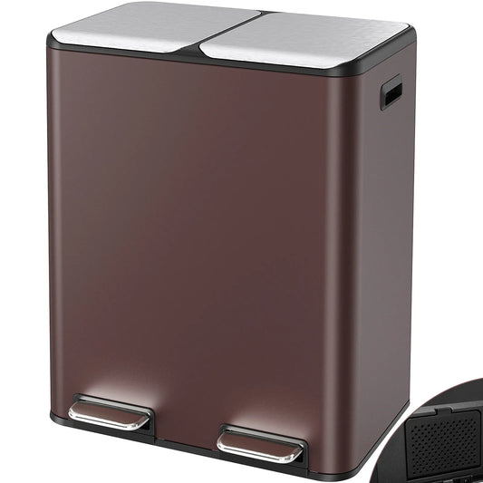 Dual Stainless Steel Step Trash Can With Built In Filter