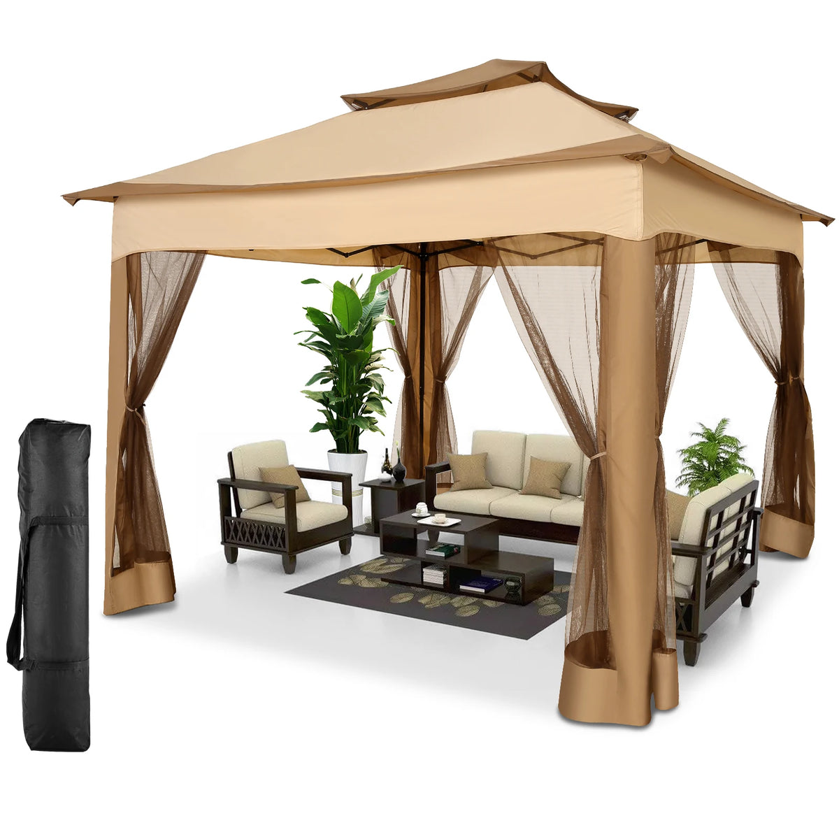 Tooluck Pop Up Gazebo With Mosquito Netting And Double Ventilation