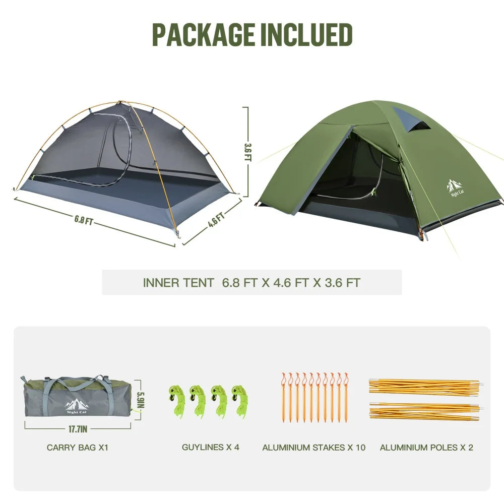 Night Cat Waterproof Backpacking Tent With Rainfly And Aluminum Poles