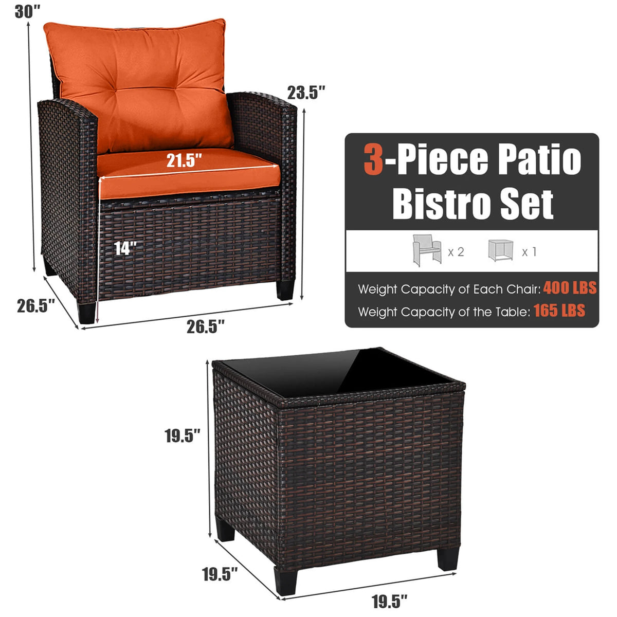 Homasis Outdoor Rattan Cushioned Conversation Sofa Set
