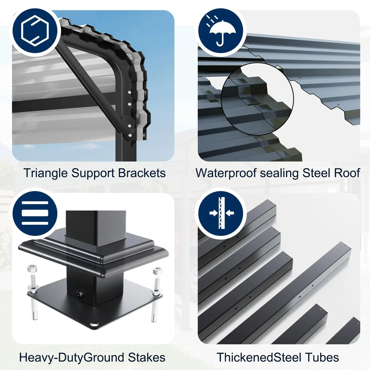 Viwat Heavy Duty Metal Carport With Galvanized Steel Frame