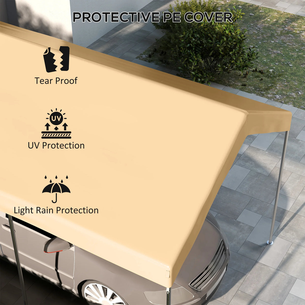 Outsunny Carport Replacement Canopy Cover With Ball Bungee Cords