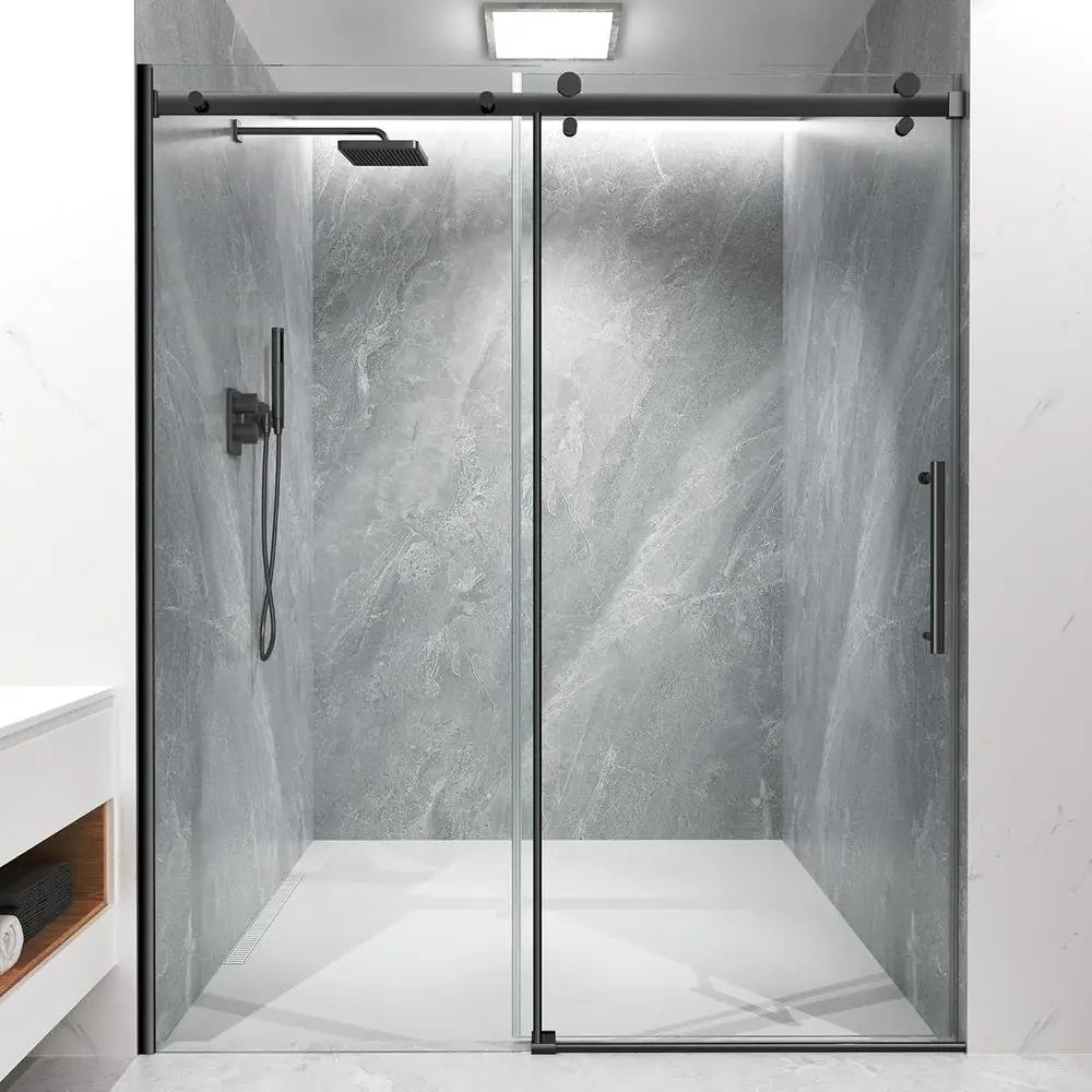 Single Sliding Shower Door With Tempered Glass Panel