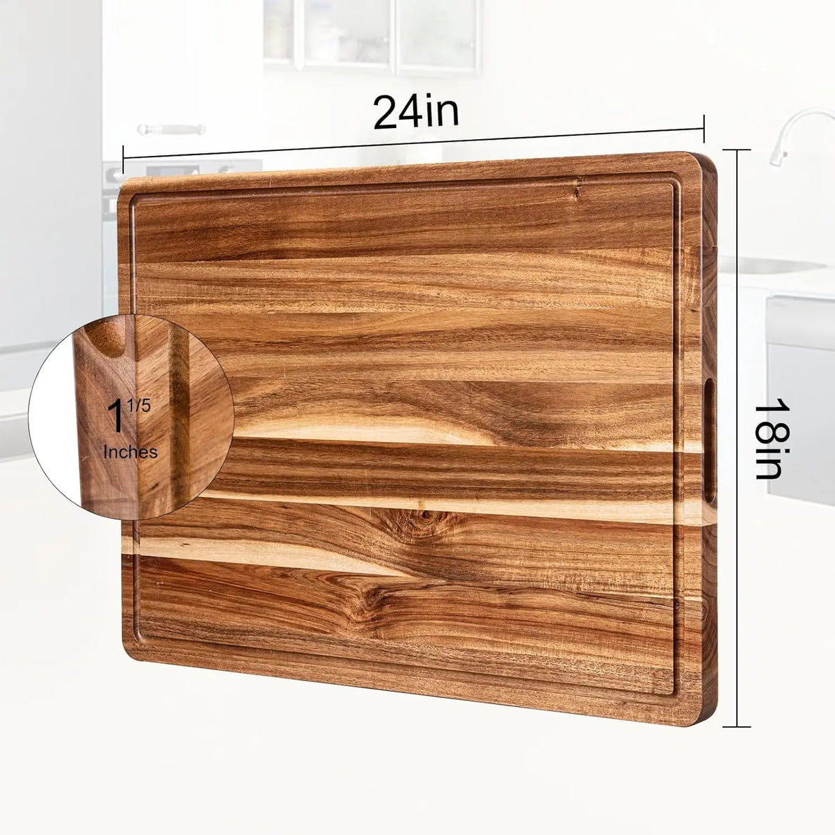 TWISTER.CK EXTRA LARGE WOOD CUTTING BOARD JUICE GROOVE HANDLE