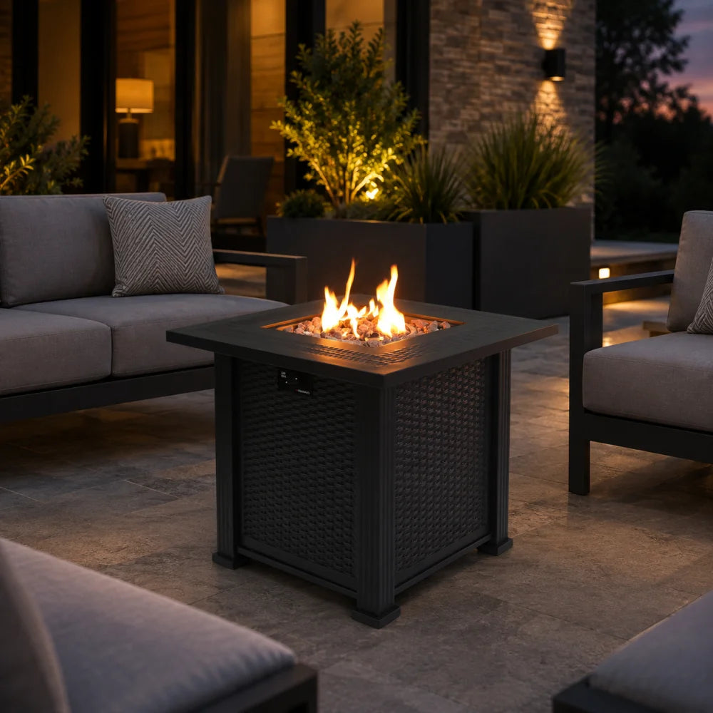 Modern Outdoor Propane Fire Pit Table With Lava Stones