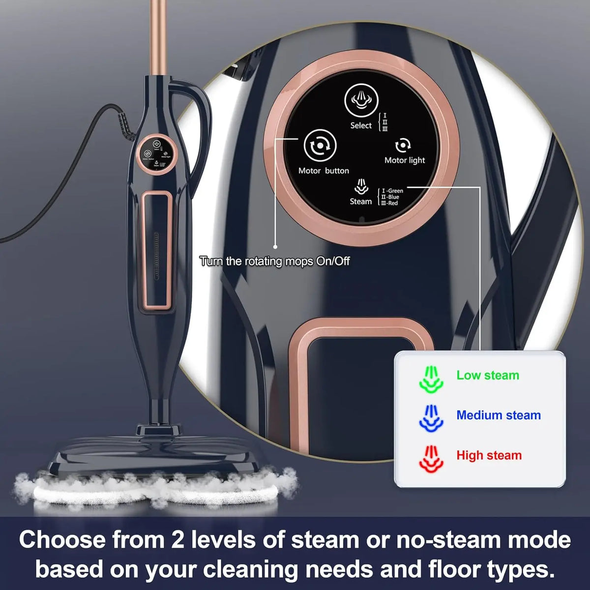 Inse VM6 Lightweight Steam Mop With Rotating Pad For Floors