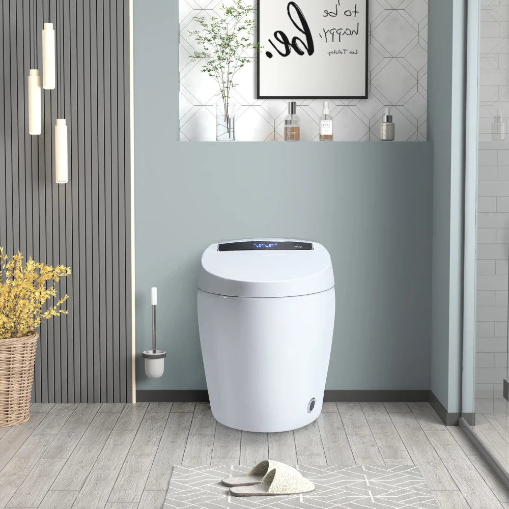 Automatic Ceramic Smart Toilet With Heated Bidet And Auto Lid