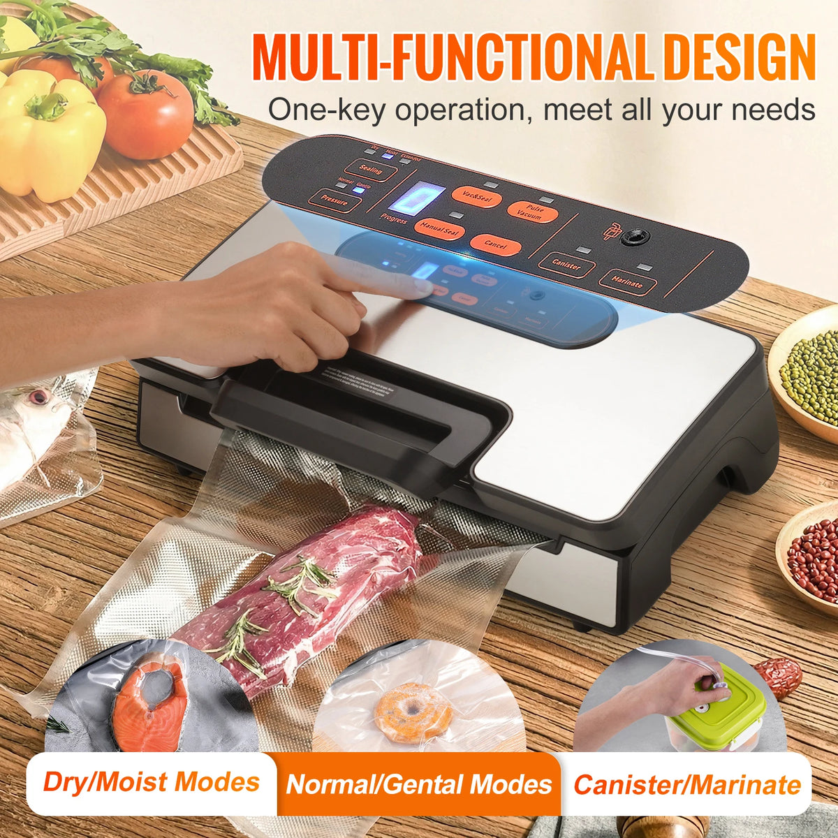 SucceBuy 130W Vacuum Sealer For Fresh Kitchen Food Preservation