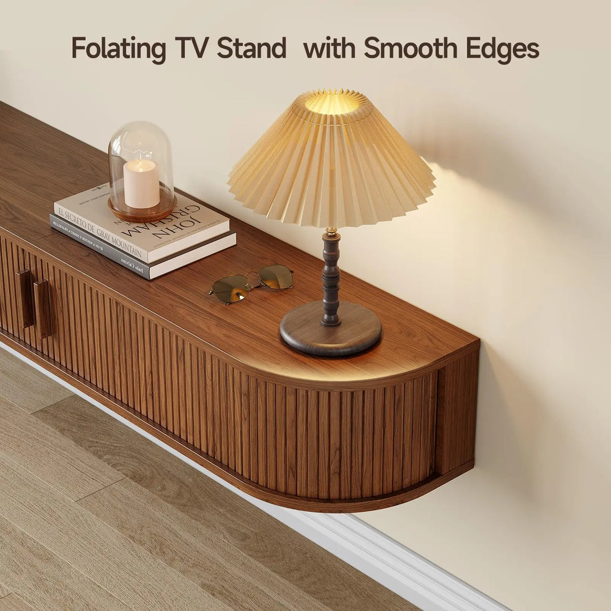 ONBRILL Mid Century Modern Floating TV Console With Power Outlets
