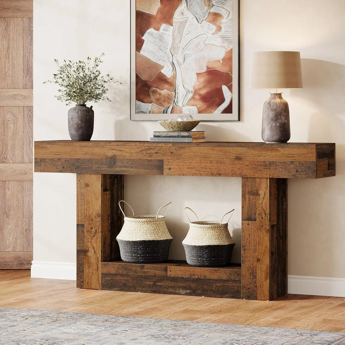 Tribesigns Farmhouse Console Table With Sturdy U Shaped Base