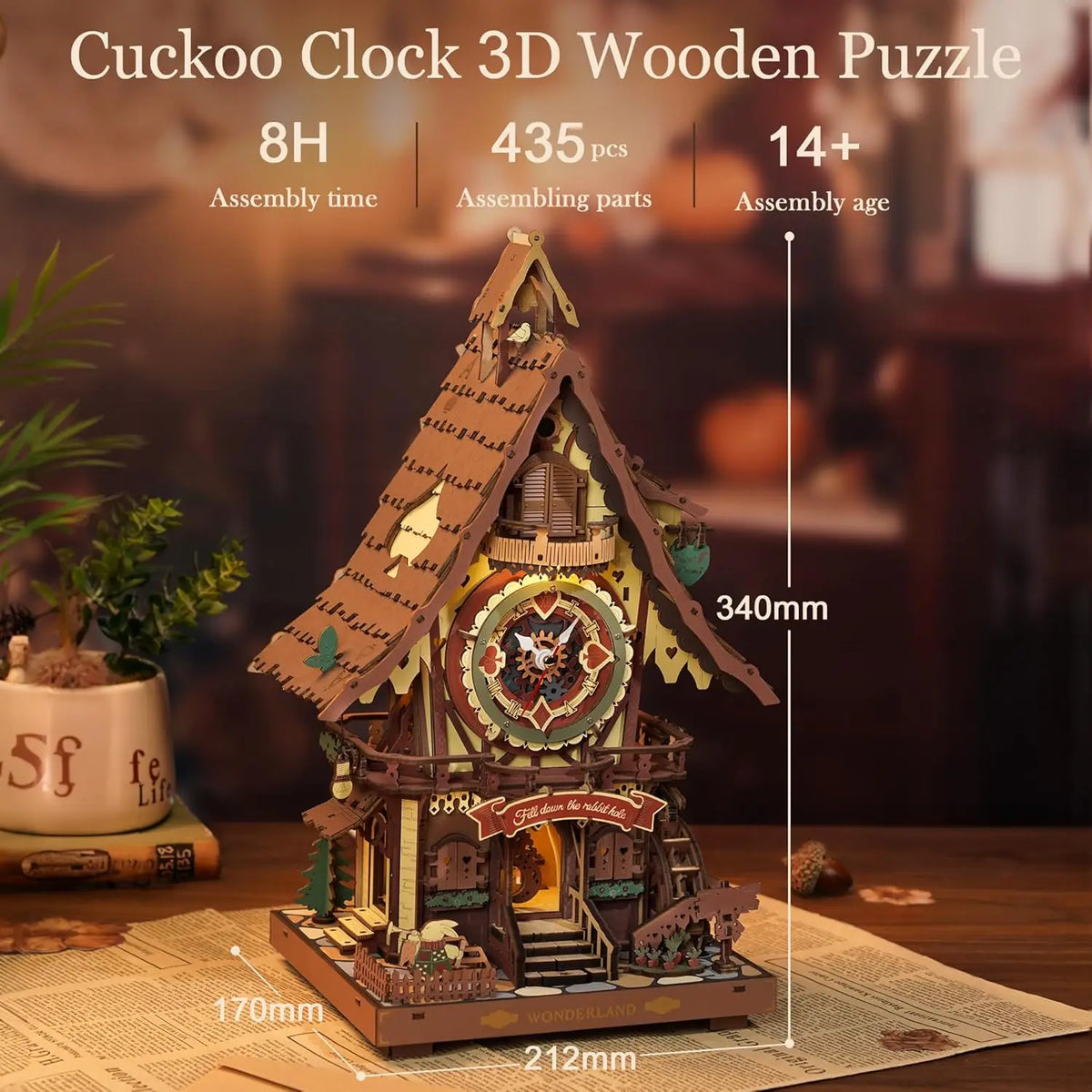Robotime 3D Wooden Cuckoo Clock Puzzle Kit With Working Bird