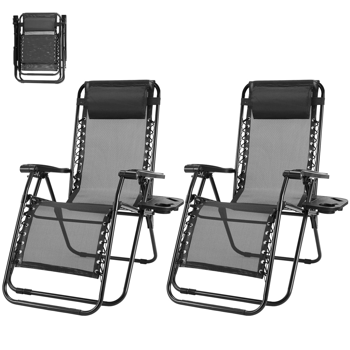 MCQ Outdoor Zero Gravity Folding Lounge Chair With Cup Holder