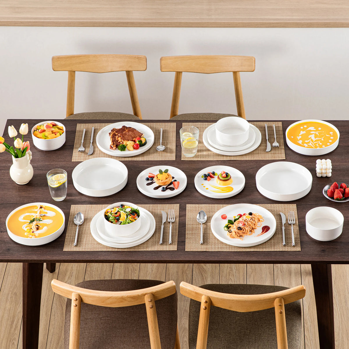 Malacasa Premium Ceramic Dinner Plate Set With Bowls