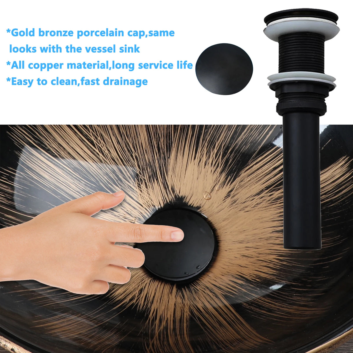 Mekkhalo Oval Vessel Sink With Waterfall Faucet Above Counter Ceramic