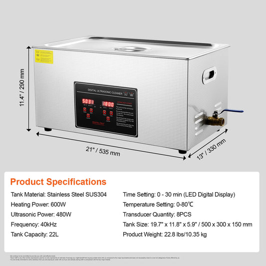 SucceBuy Stainless Steel Ultrasonic Cleaner Portable Home Appliance
