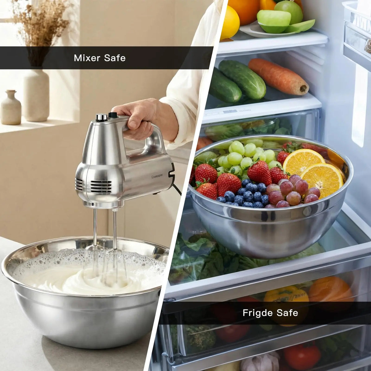 Stainless Steel Mixing Bowls With Airtight Lids For Kitchen Use