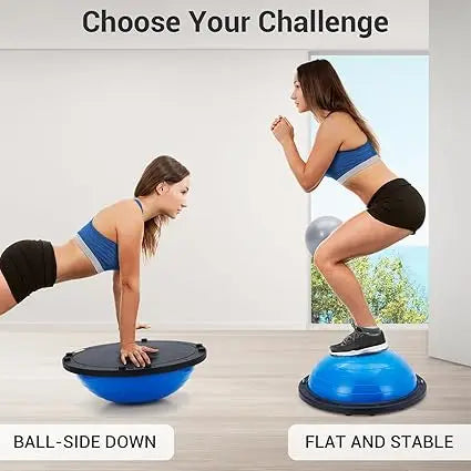 Half Balance Ball Trainer With Non Slip Base And Bands
