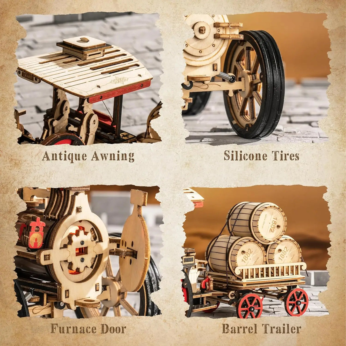 Robotime 3D Wooden Steam Locomotive Building Kit For Adults