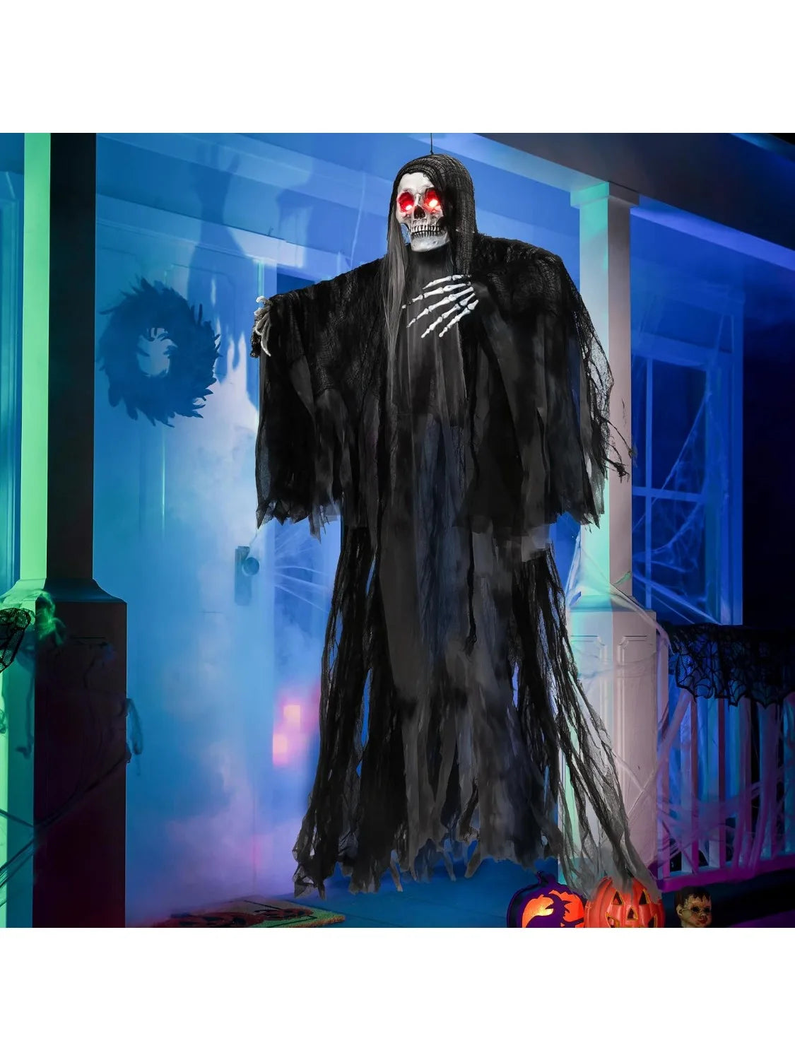 Joyfy Animated Hanging Grim Reaper With Glowing Eyes And Sound