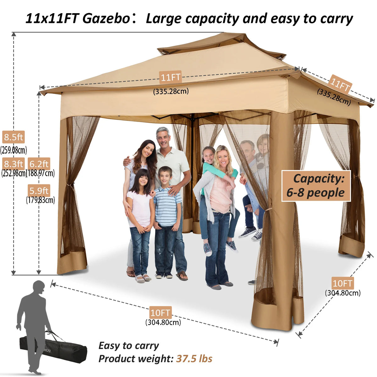 Tooluck Pop Up Gazebo With Mosquito Netting And Double Ventilation